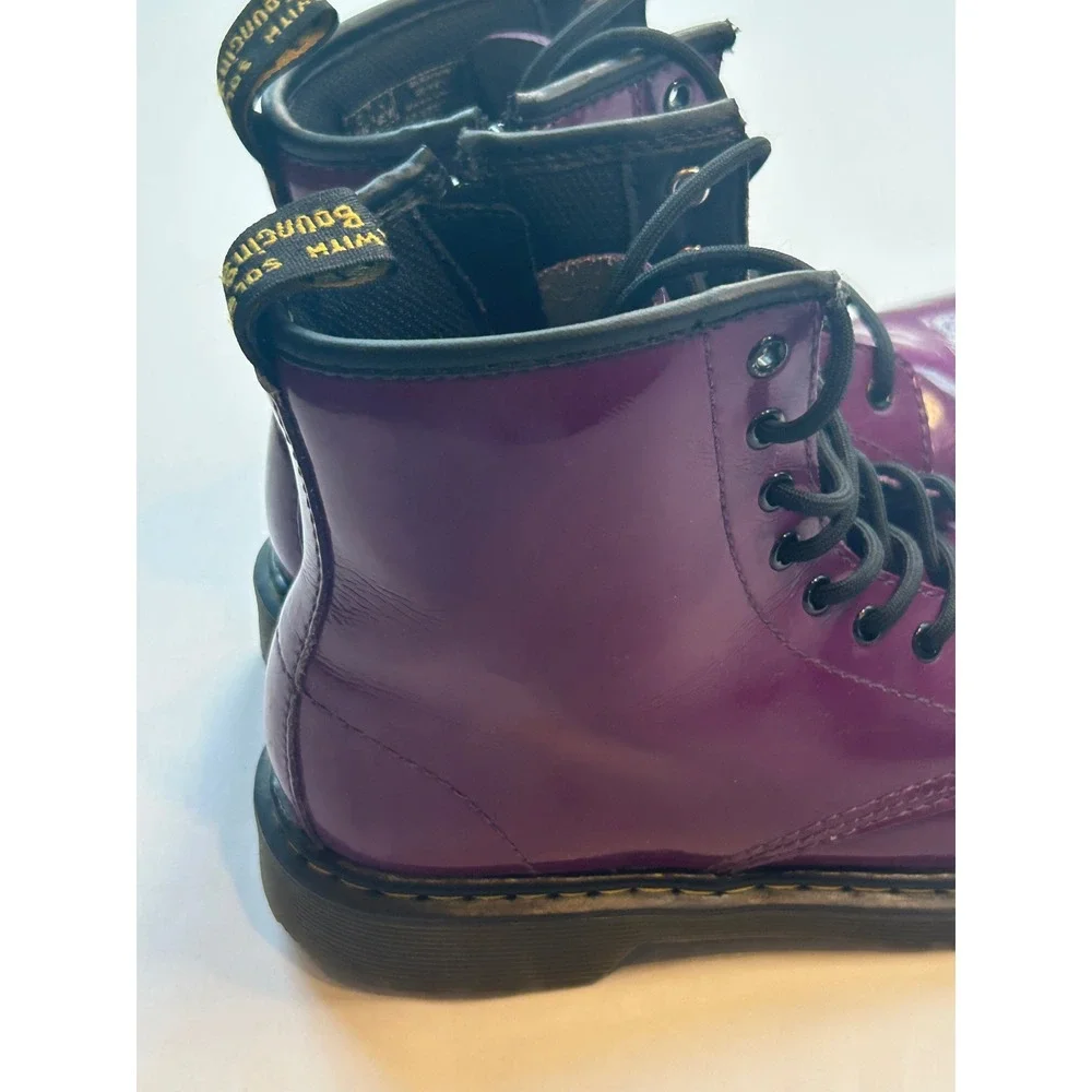 Dr. Martens 1460 Deluxe Boots Kids Size 6 Purple Patent Leather Lace Up Zip